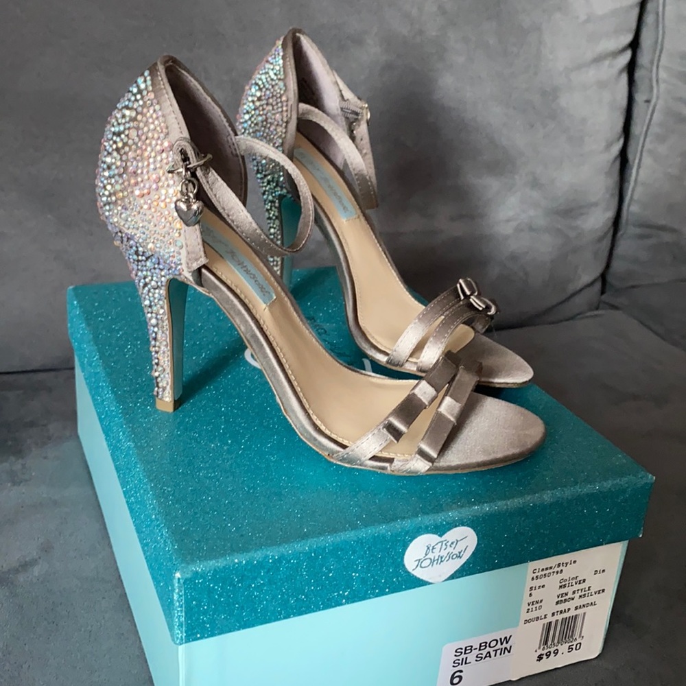 Betsey Johnson “Blue” satin double strap sandal